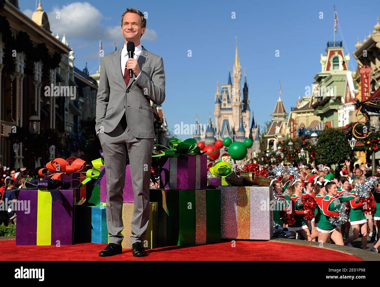 Emmy Award-winning actor Neil Patrick Harris tapes a musical number for the  Cast members from Disney's Broadway musical "Newsies" tape a musical number  for the Disney Parks Christmas Day Parade TV special
