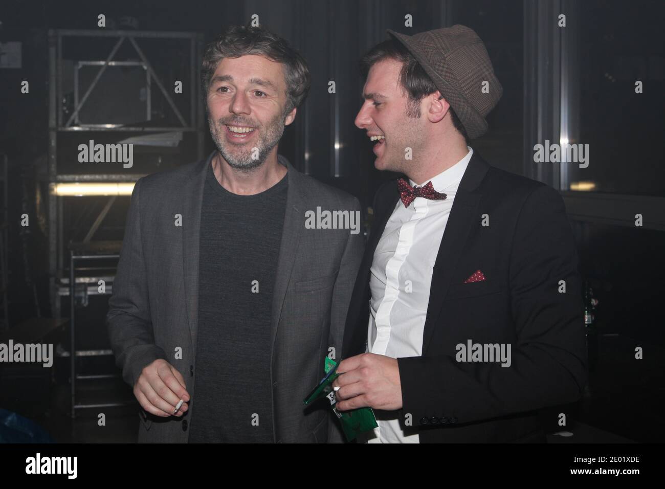Baxter Dury Band poses backstage at the party for the 40th anniversary