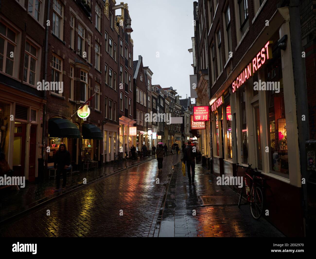 Rainy Evening Night In Illuminated Chinatown Zeedijk Street Central rainy-evening-night-in-illuminated-chinatown-zeedijk-street-central