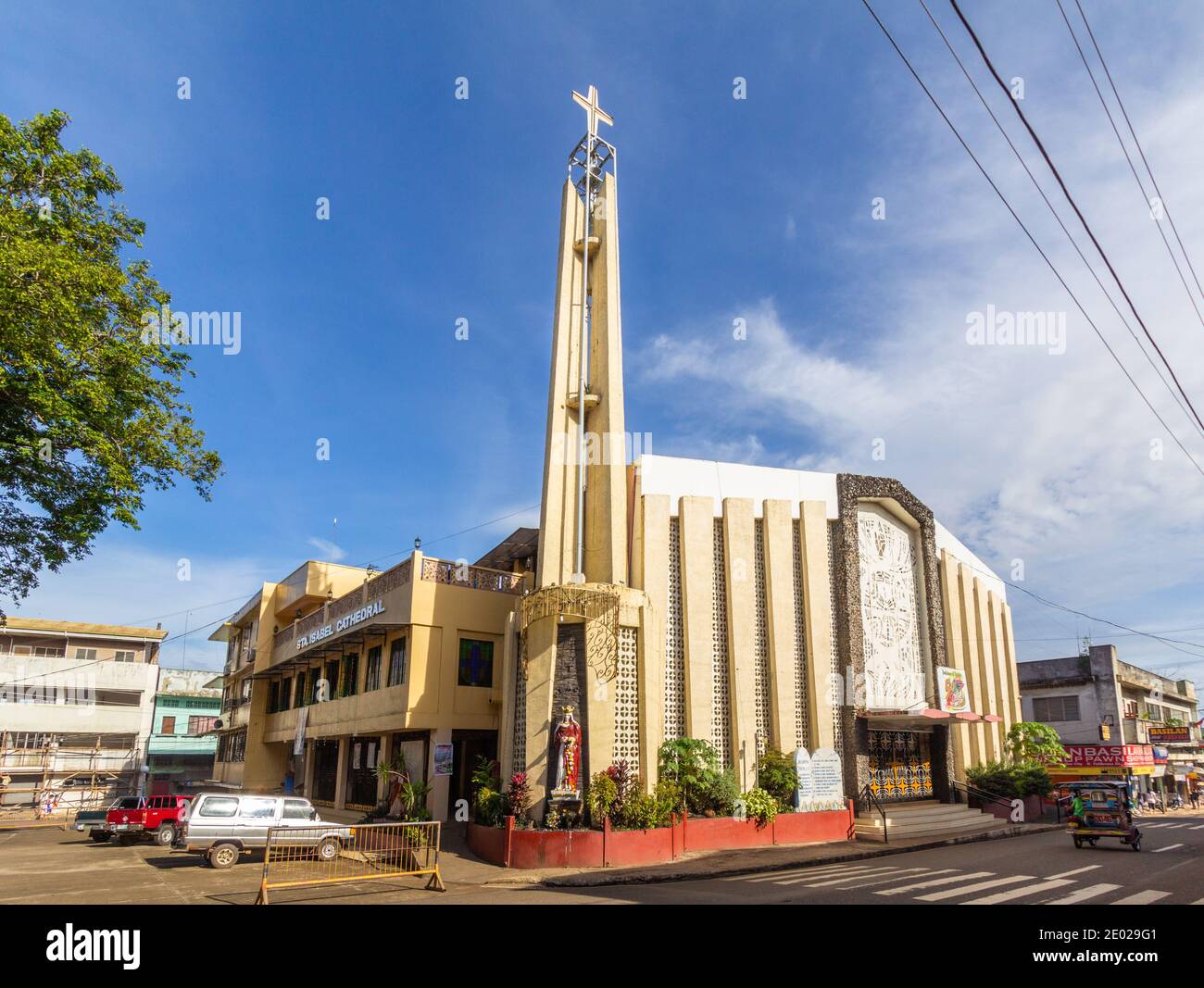 The facade of the Isabela Cathedral in Basilan, Philippines Stock Photo