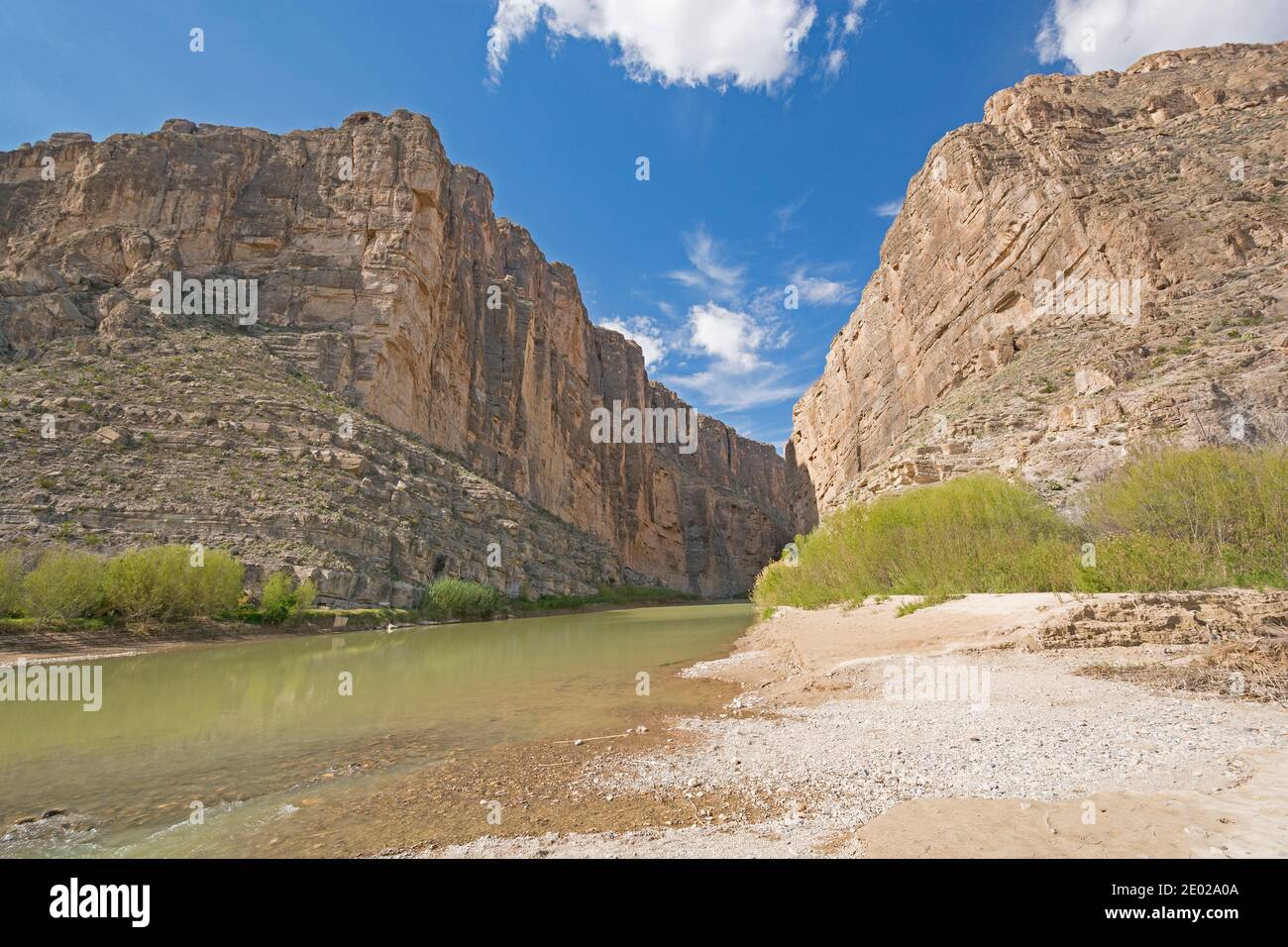 River Entrance into Santa Elena Canyon in Big Bend National Park in Texas Stock Photo