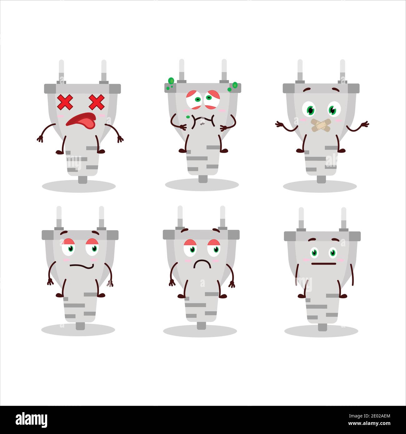 White plug cartoon character with nope expression. Vector illustration