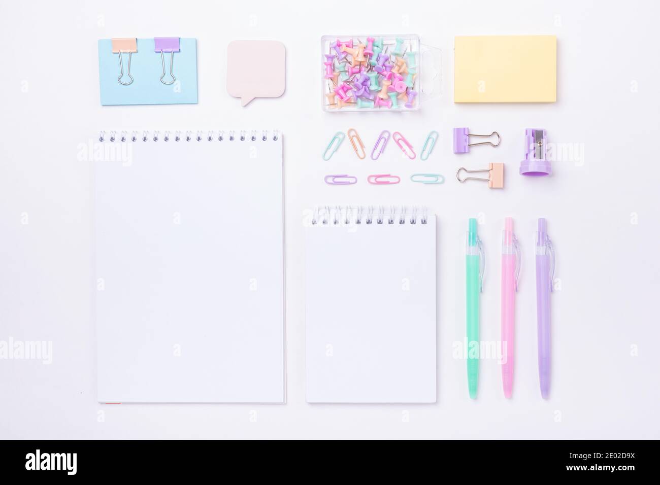 School supplies in pastel color Back to school concept Flat lay Top ...