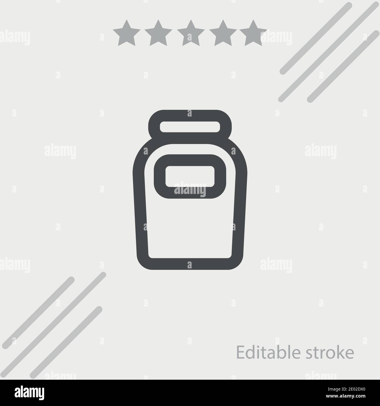 jam flask outlined labeled container vector icon modern simple vector illustration Stock Vector