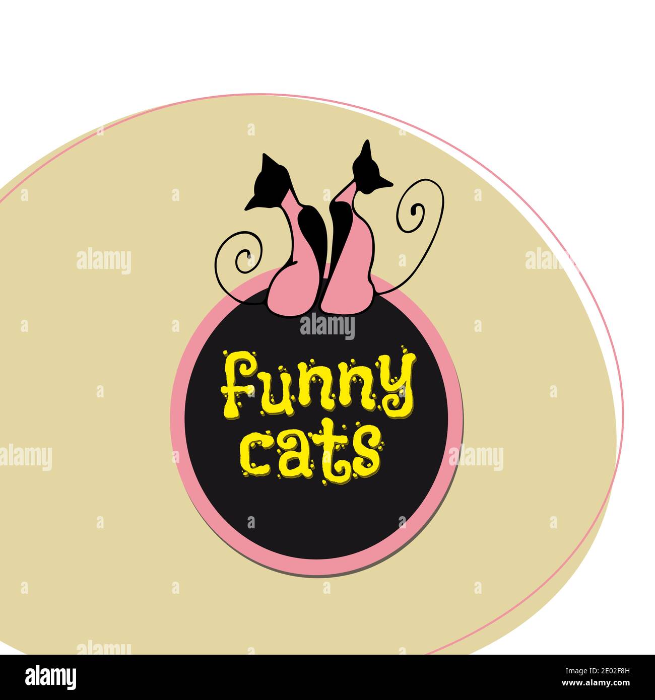 Banner with two funny cats, vector isolated object, design element Stock Vector