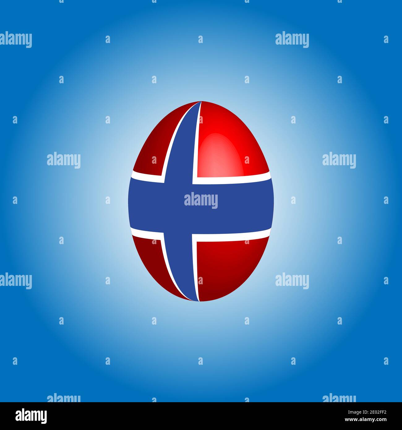 Easter egg in the colors of the Norway flag. Stock Vector