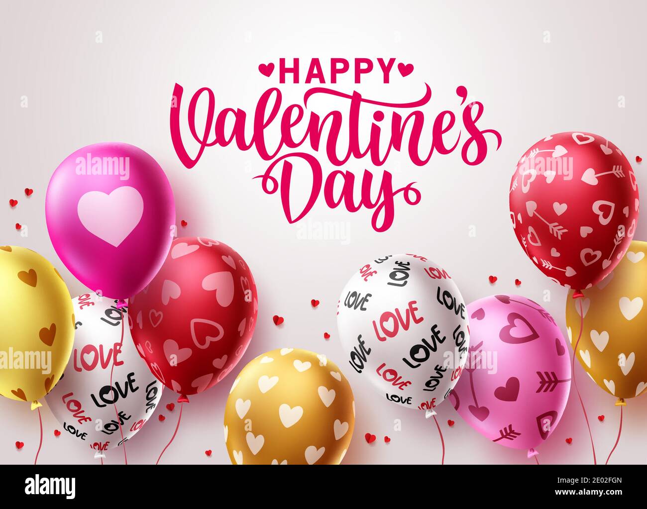 Happy valentine's day balloons vector design. Valentines greeting text ...