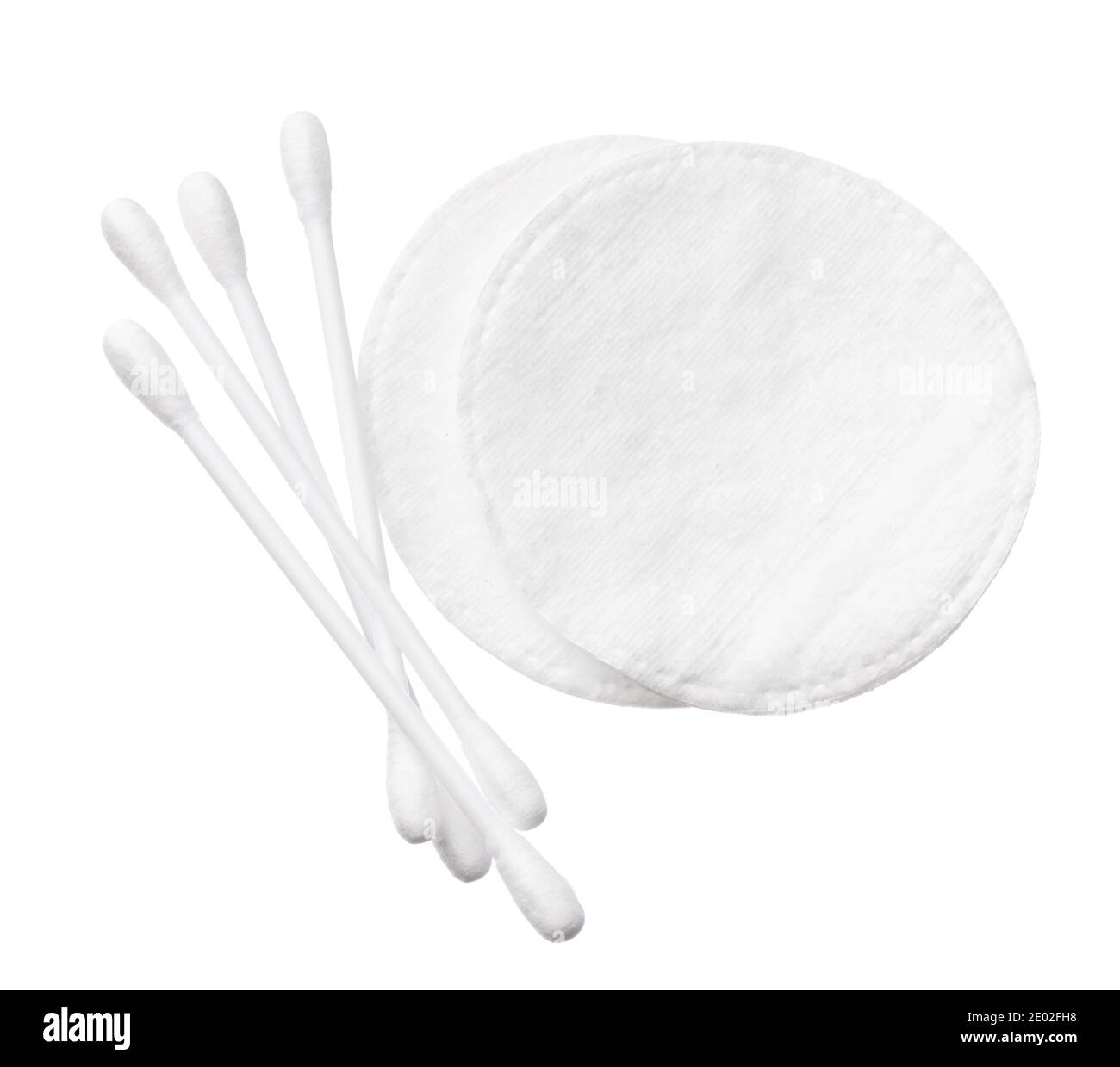 Cotton pads and cotton buds isolated on white background Stock Photo