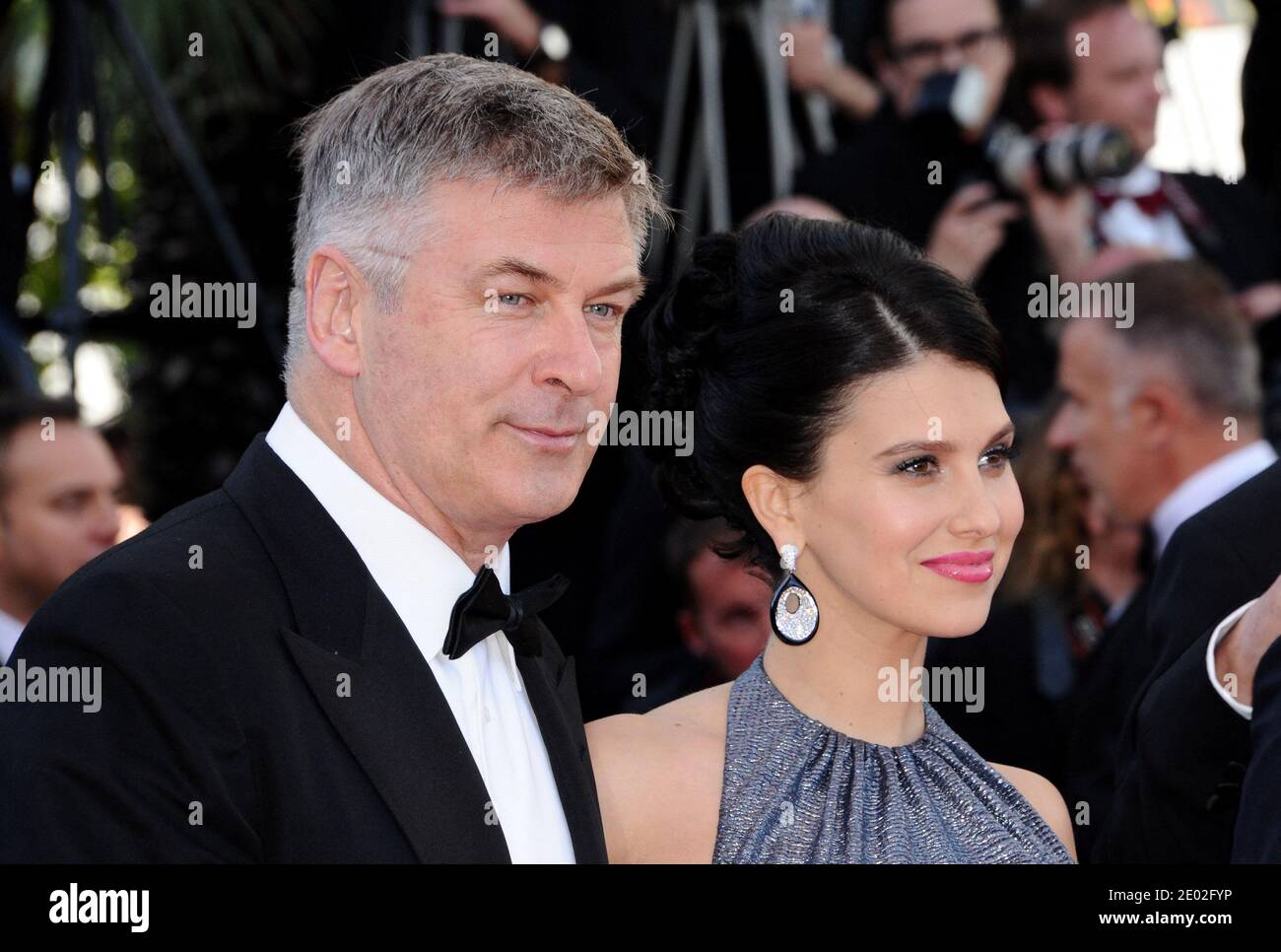 File photo dated May 20, 2013 of Alec Baldwin and wife Hilaria Thomas arriving for the Blood Ties screening held at the Palais Des Festivals as part of the 66th Cannes Film Festival in Cannes, France. Hilaria Baldwin has responded to claims she misled the public about her Spanish heritage. Ms Baldwin, a popular yoga instructor, has been accused on social media of faking her Spanish accent. In a seven-minute video on Instagram, Ms Baldwin said she was born in Boston but was partly raised in Spain. However, her management's biography of her states that she was born on the Spanish island of Mallo Stock Photo