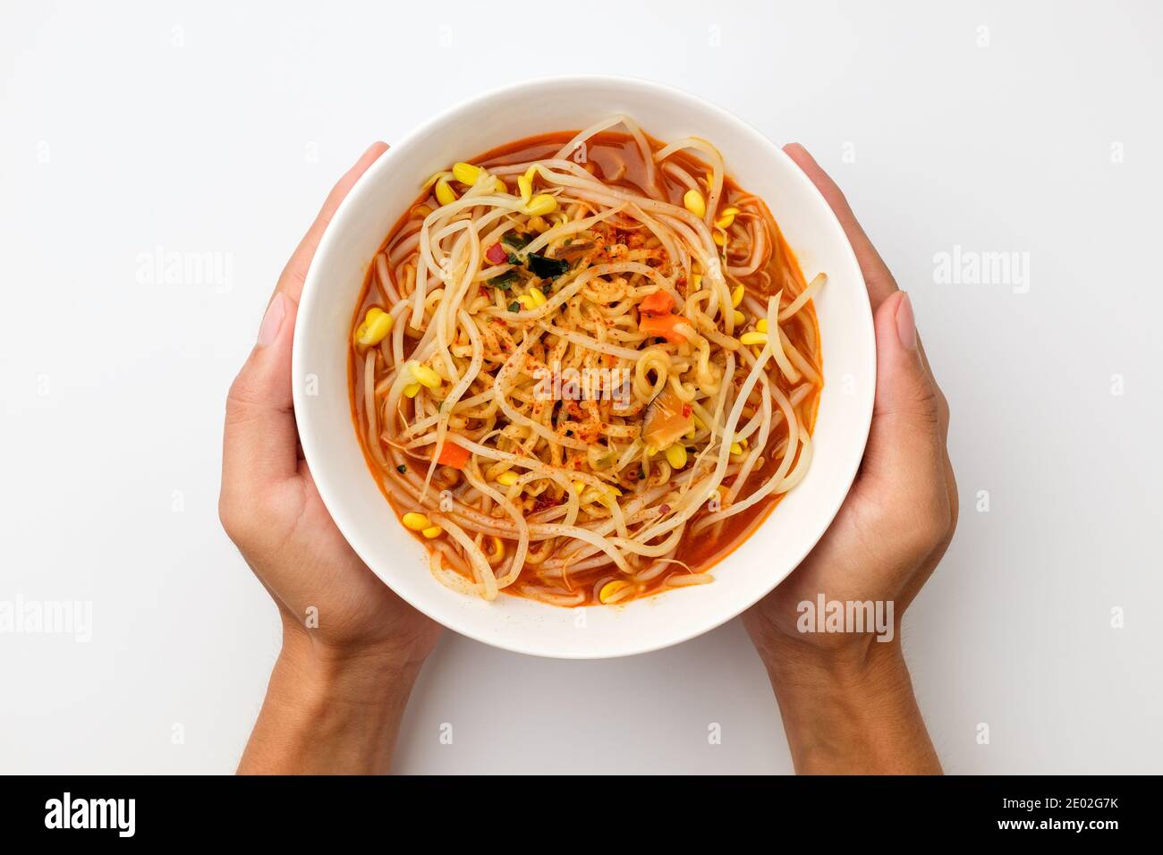 Bean sprouts ramen on white background Stock Photo Alamy