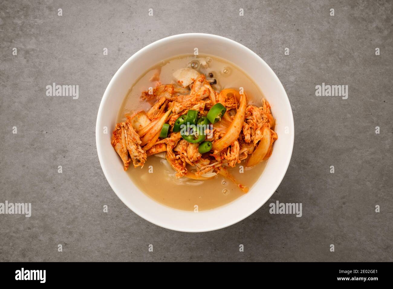 Chicken noodle on white background Stock Photo