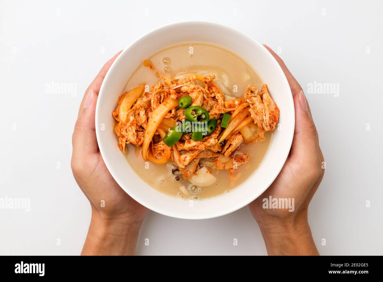 Chicken noodle on white background Stock Photo