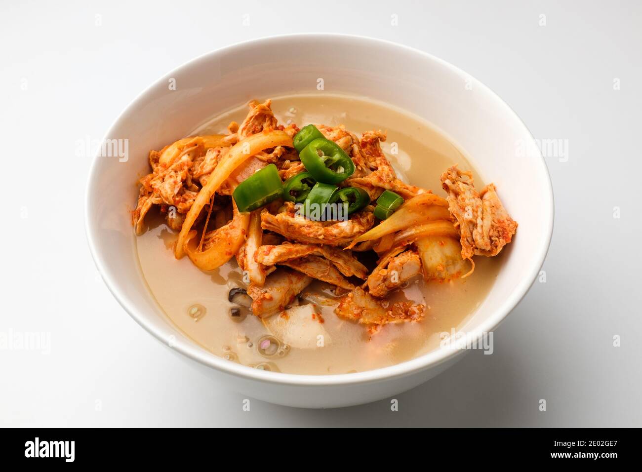 Chicken noodle on white background Stock Photo