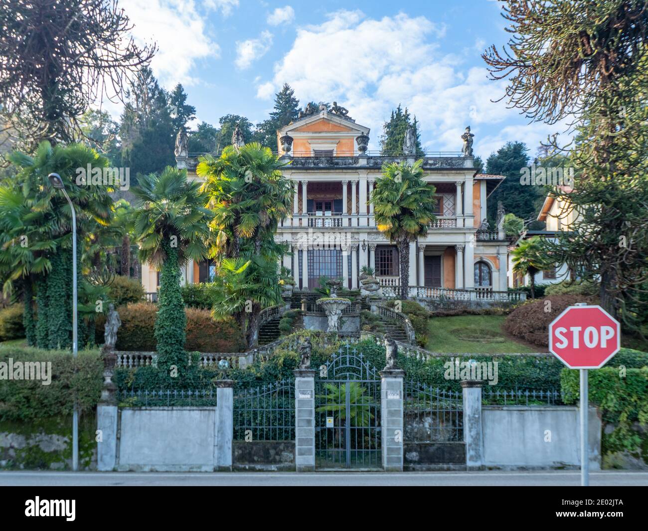 Luxurious liberty villa on the outskirts of Stresa surrounded by a park and overlooking Lake Maggiore.Italian lakes,Piedmont,Italy Stock Photo