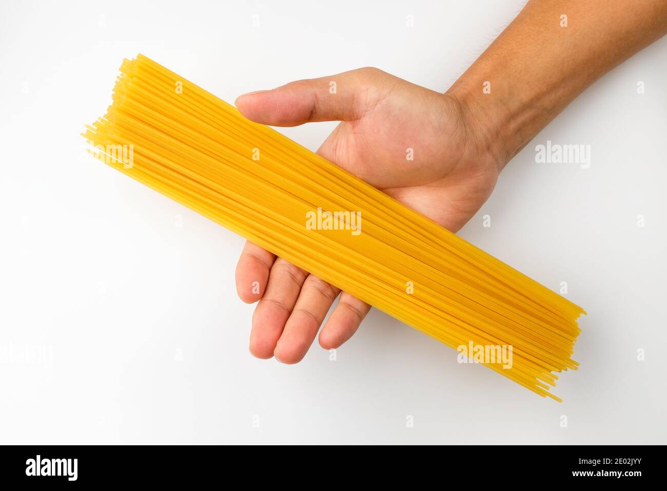 Spaghetti noodles on a white background Stock Photo