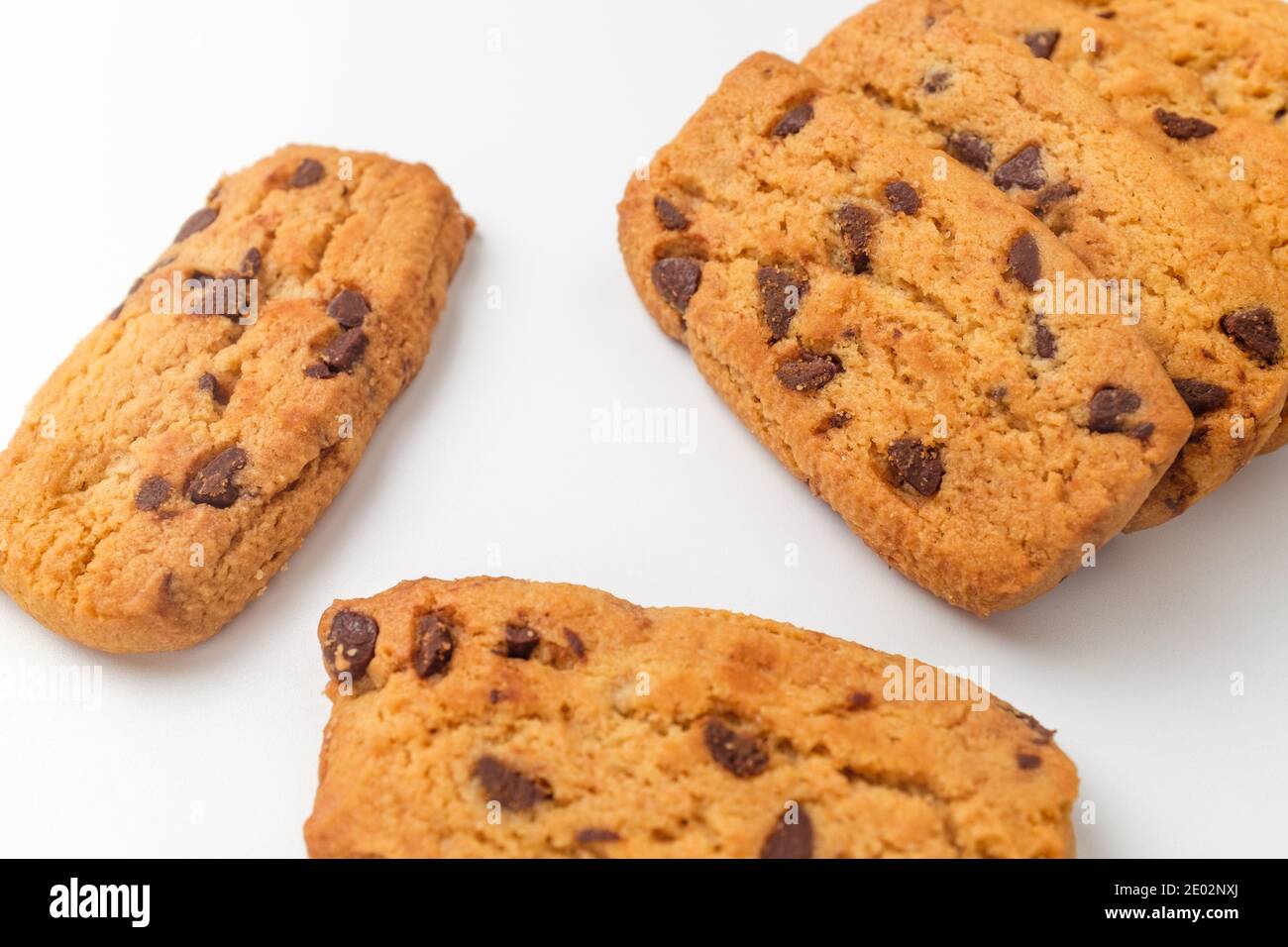 Chocolate cookies on white background Stock Photo