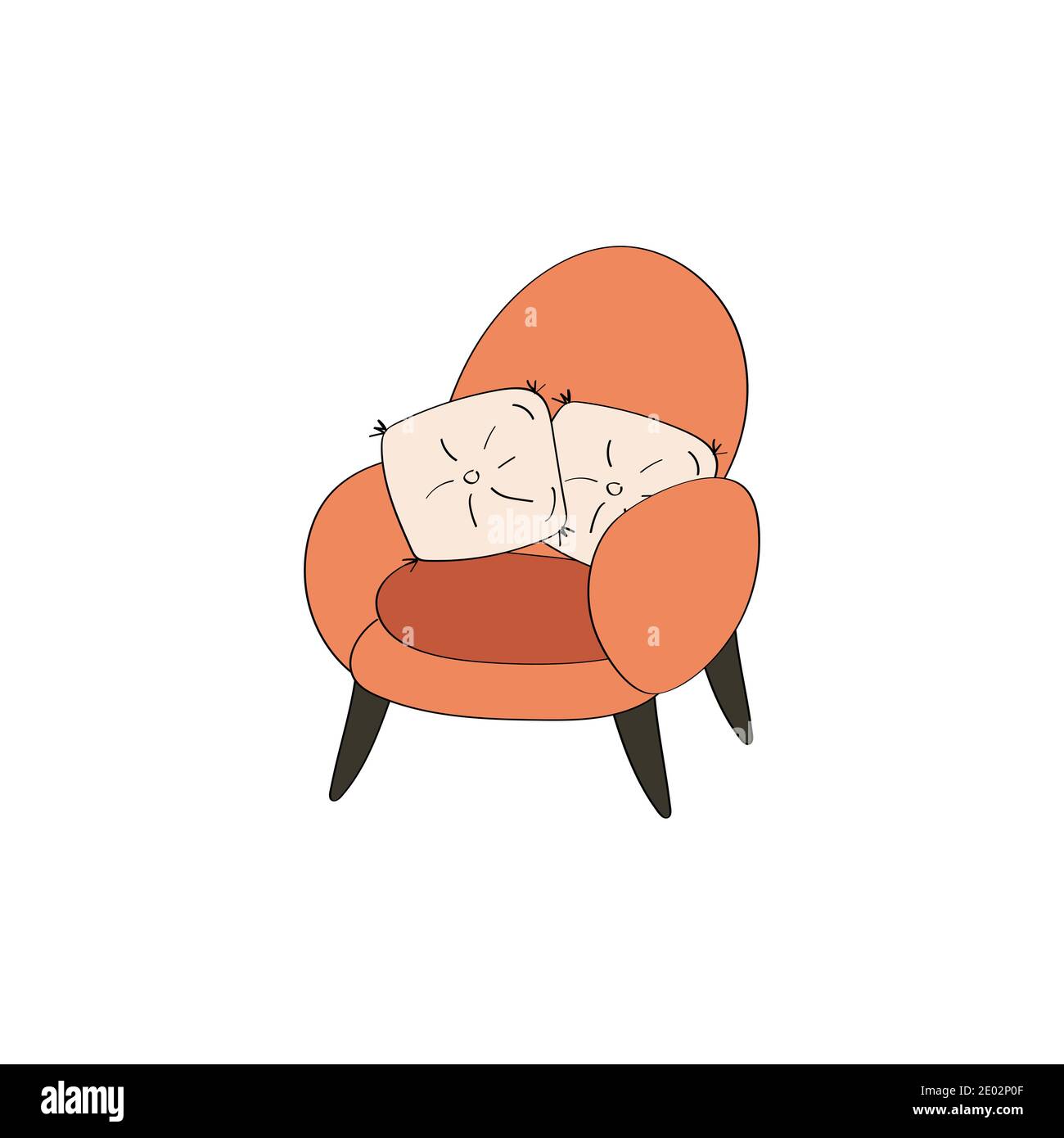Doodle armchair icon. Cute single chair illustration. Vector doodle graphic Stock Vector Image