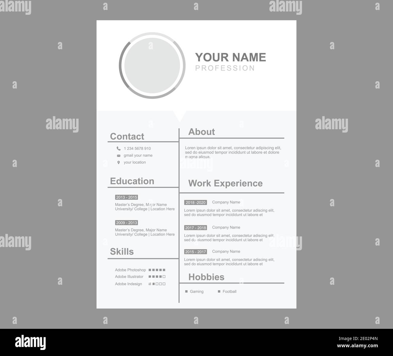 Minimalist curriculum resume template illustration design Stock Vector