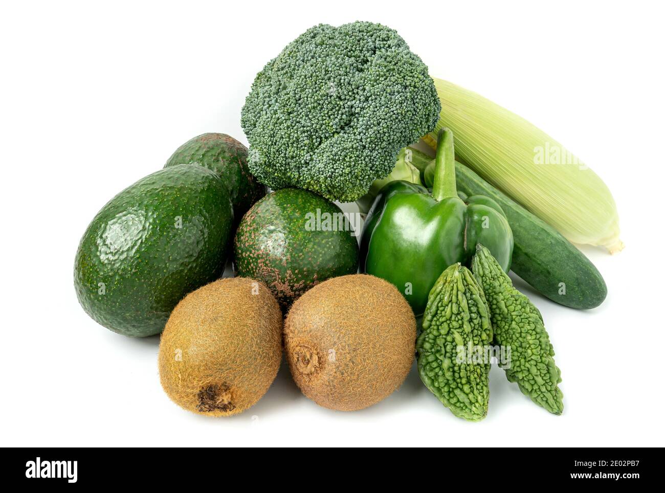 fresh fruits and vegetables. organic Green color food. vegan food ...
