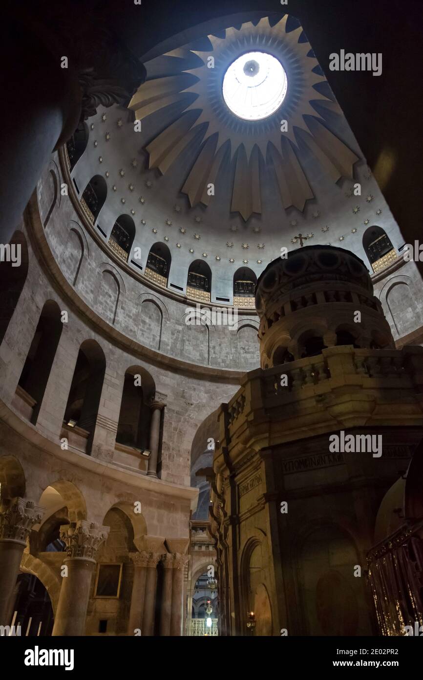 Interior of the Church of the Holy Sepulchre, Jerusalem, Israel Stock Photo