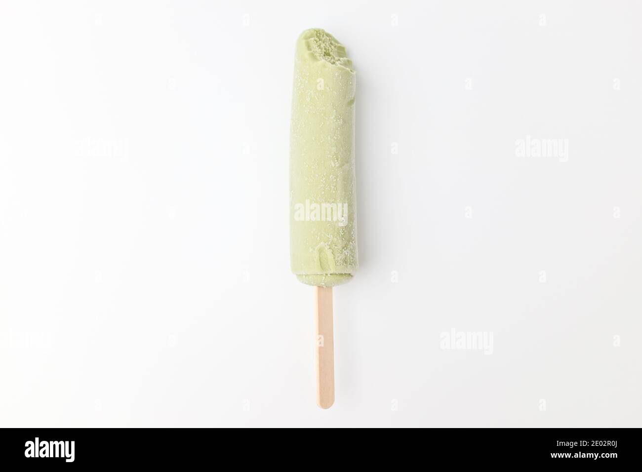 Green tea flavored ice cream. Rod ice cream. Bar ice cream Stock Photo