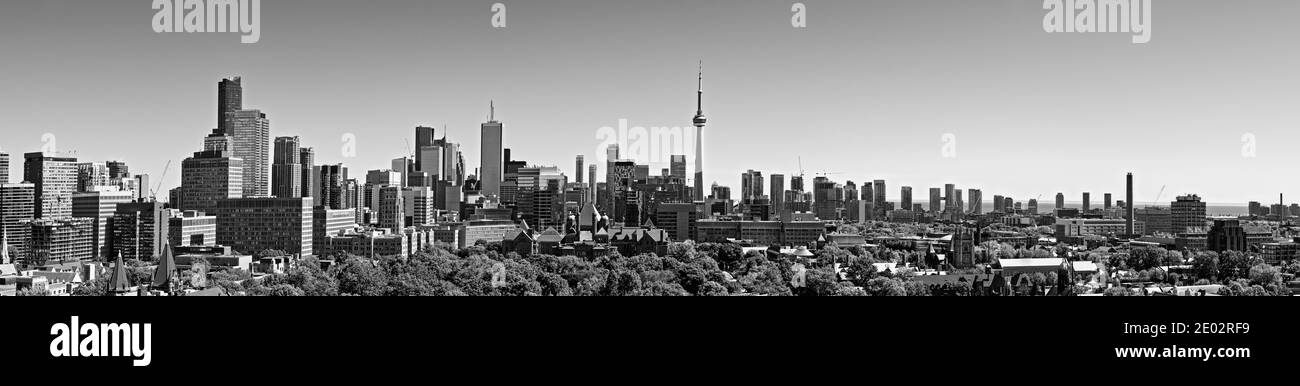Toronto skyline, panorama in black and white, Canada Stock Photo