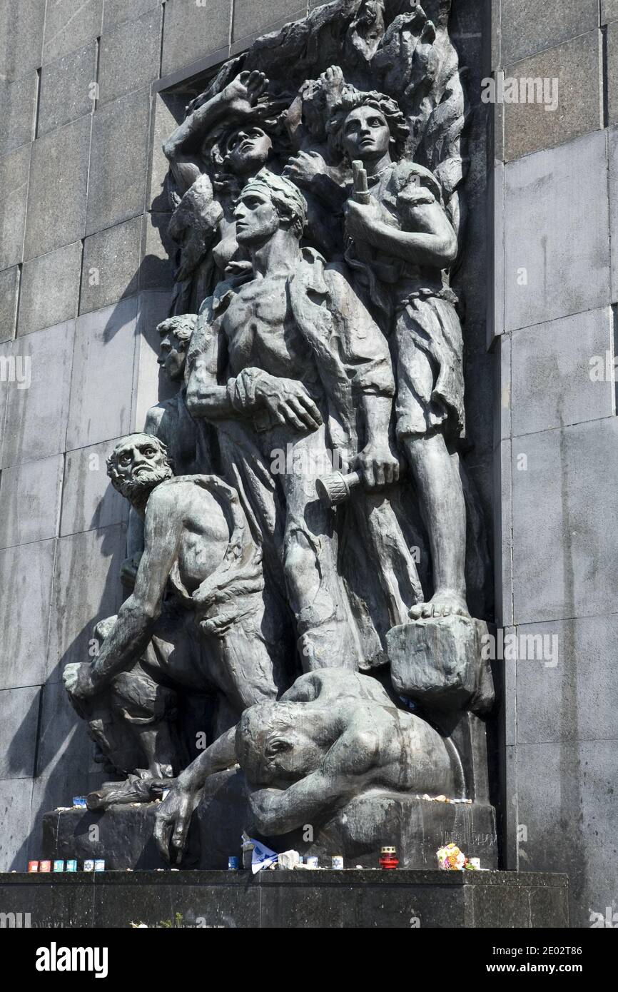 Poland, Warsaw, Monument of the Ghetto Heroes. Stock Photo
