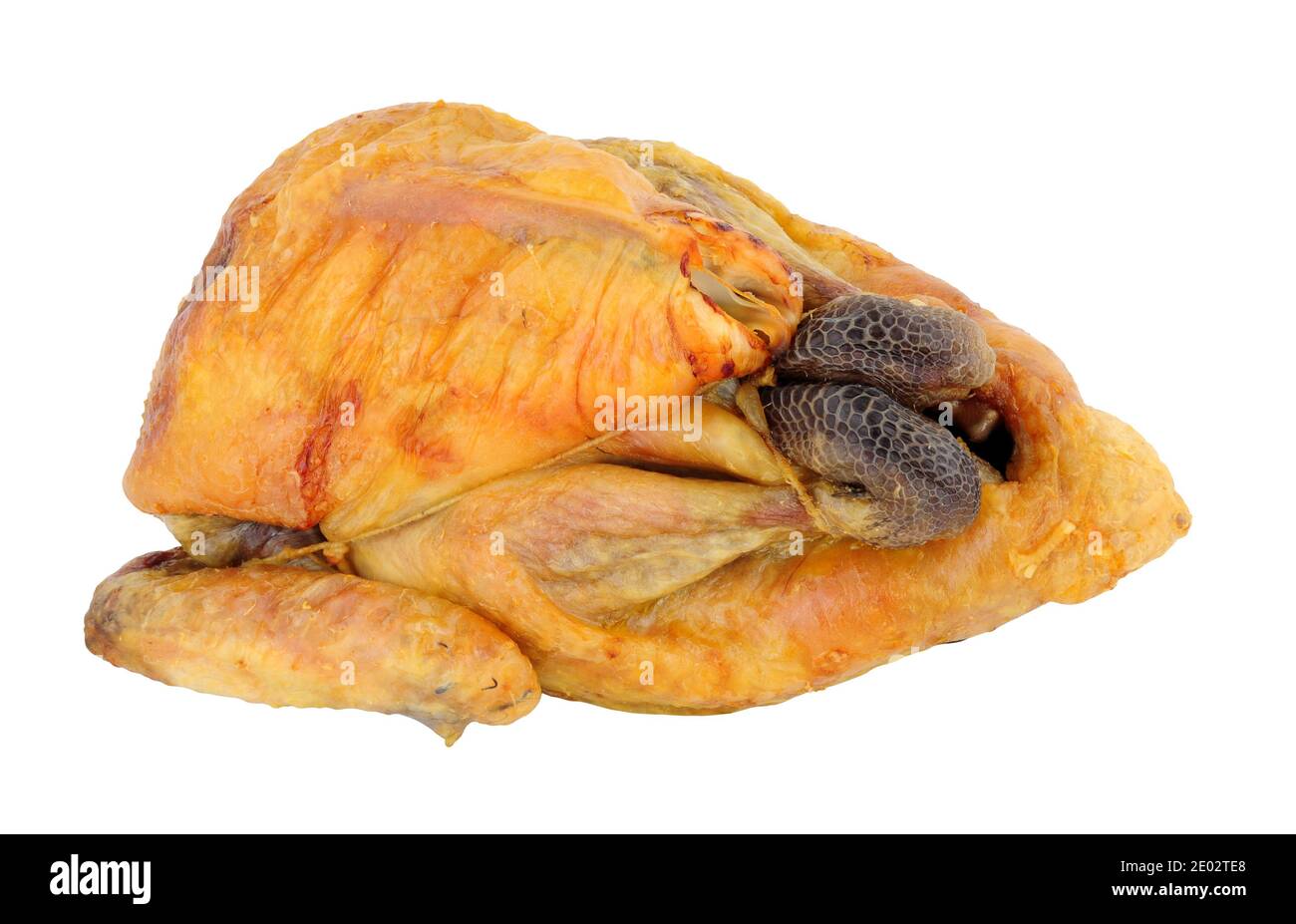 Roasted whole Guinea fowl isolated on a white background Stock Photo