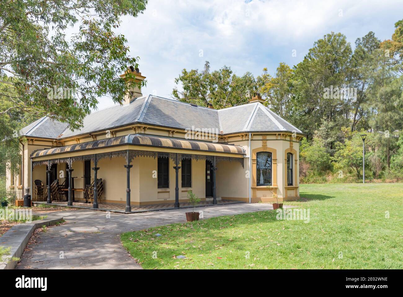Bellevue Cottage is a mid to late Victorian villa with Italianate features located in what is now Blackwattle Park beside Sydney Harbour, Australia Stock Photo