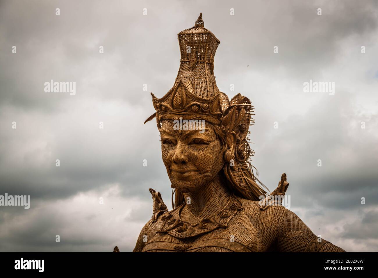 The statue of Dewi Sri, goddess of rice and fertility at Jatiluwih Rice Terrace in Bali Stock Photo