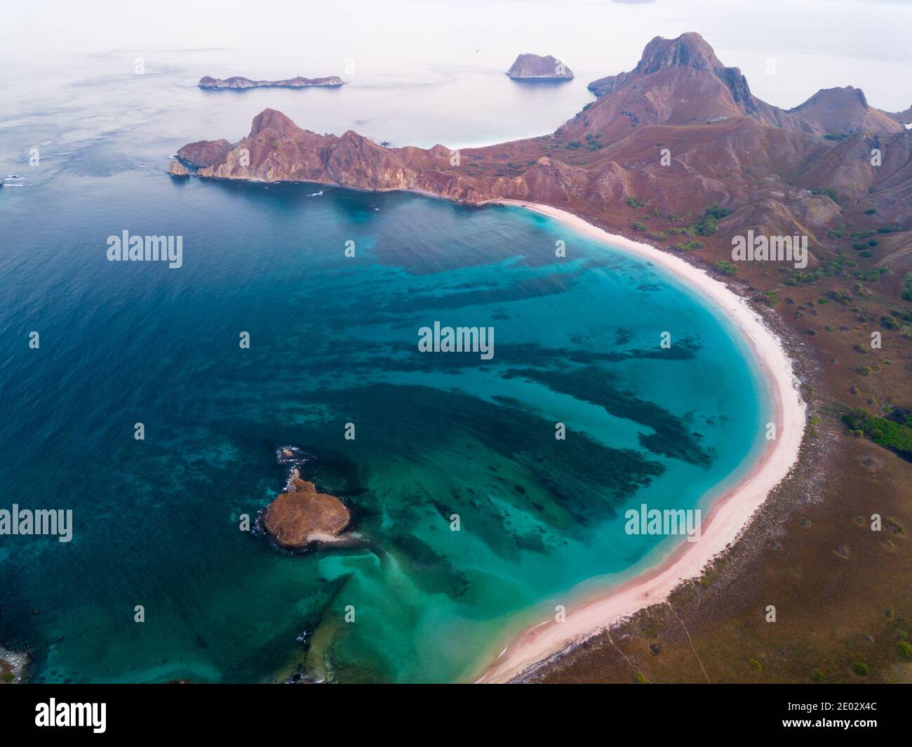 Aerial view of East Nusa Tenggara, known as Komodo National Park, Flores, Indonesia. Stock Photo