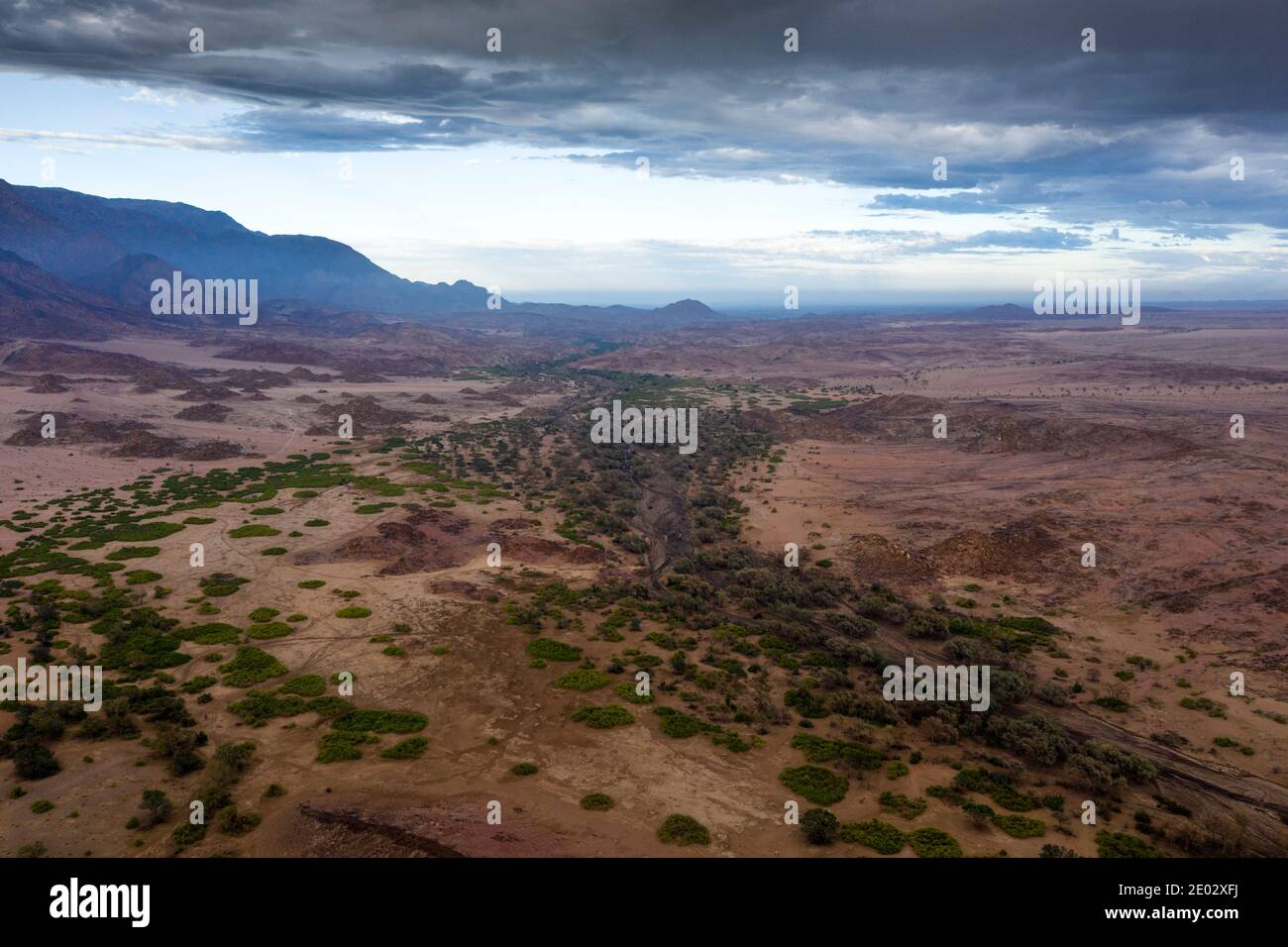 Ugab River and Brandberg, Erongo, Namibia Stock Photo