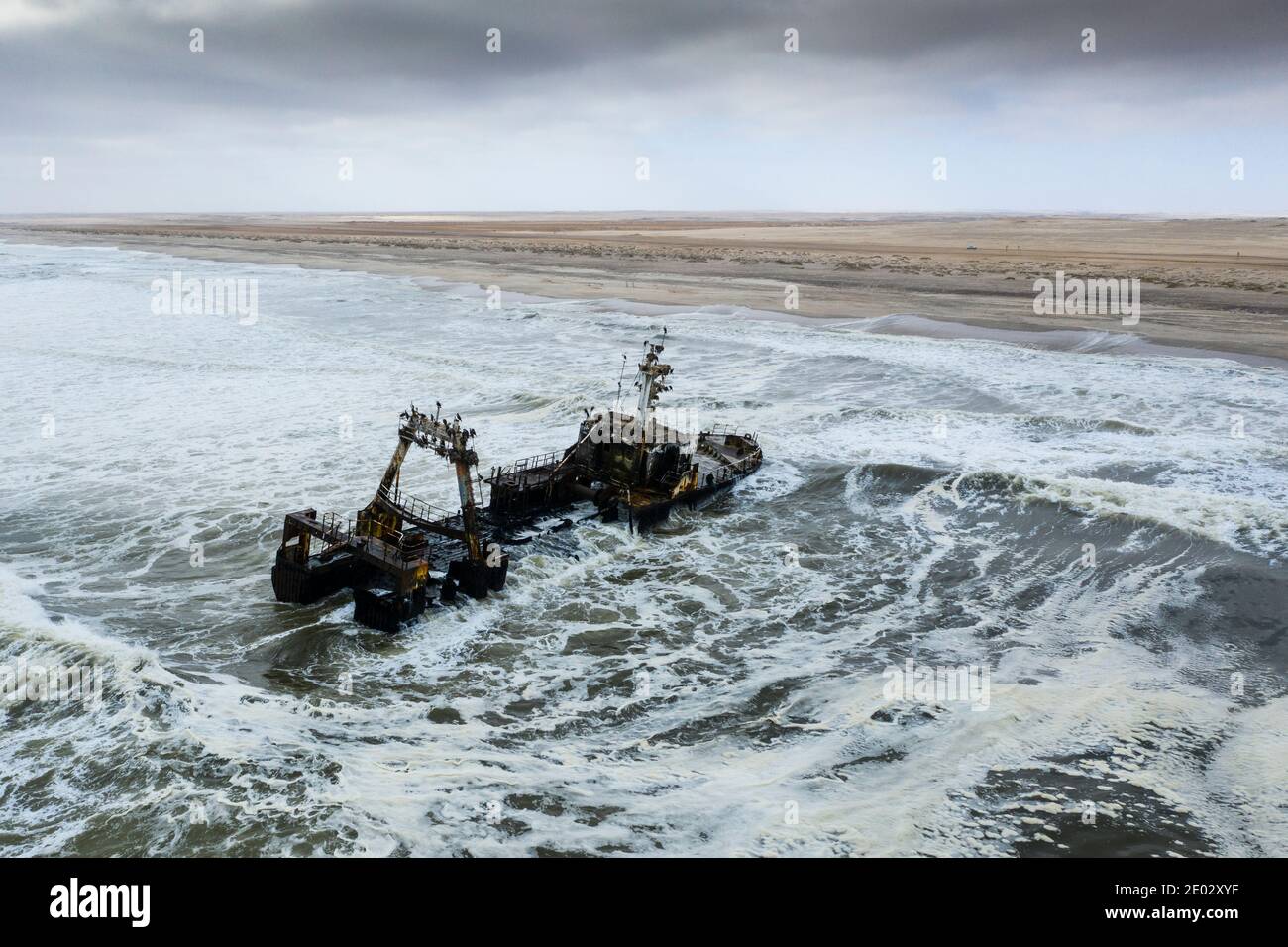 Shipwreck Zeila at Skeleton Coast, Henties Bay, Namibia Stock Photo