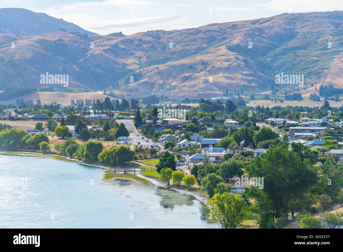 Aerial view of Cromwell in New Zealand Stock Photo