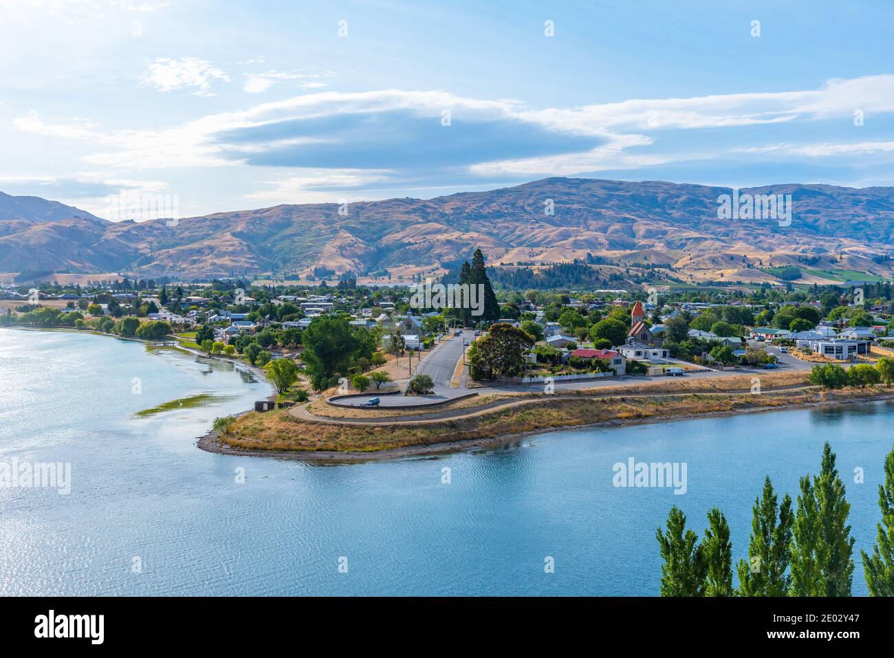 Aerial view of Cromwell in New Zealand Stock Photo