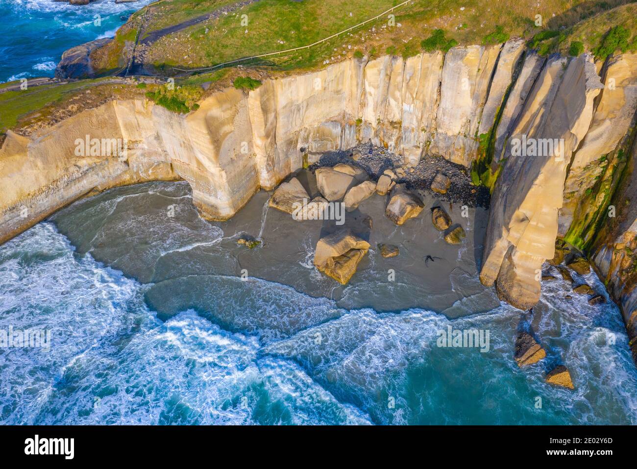 Aerial view of Tunnel beach near Dunedin, New Zealand Stock Photo Alamy