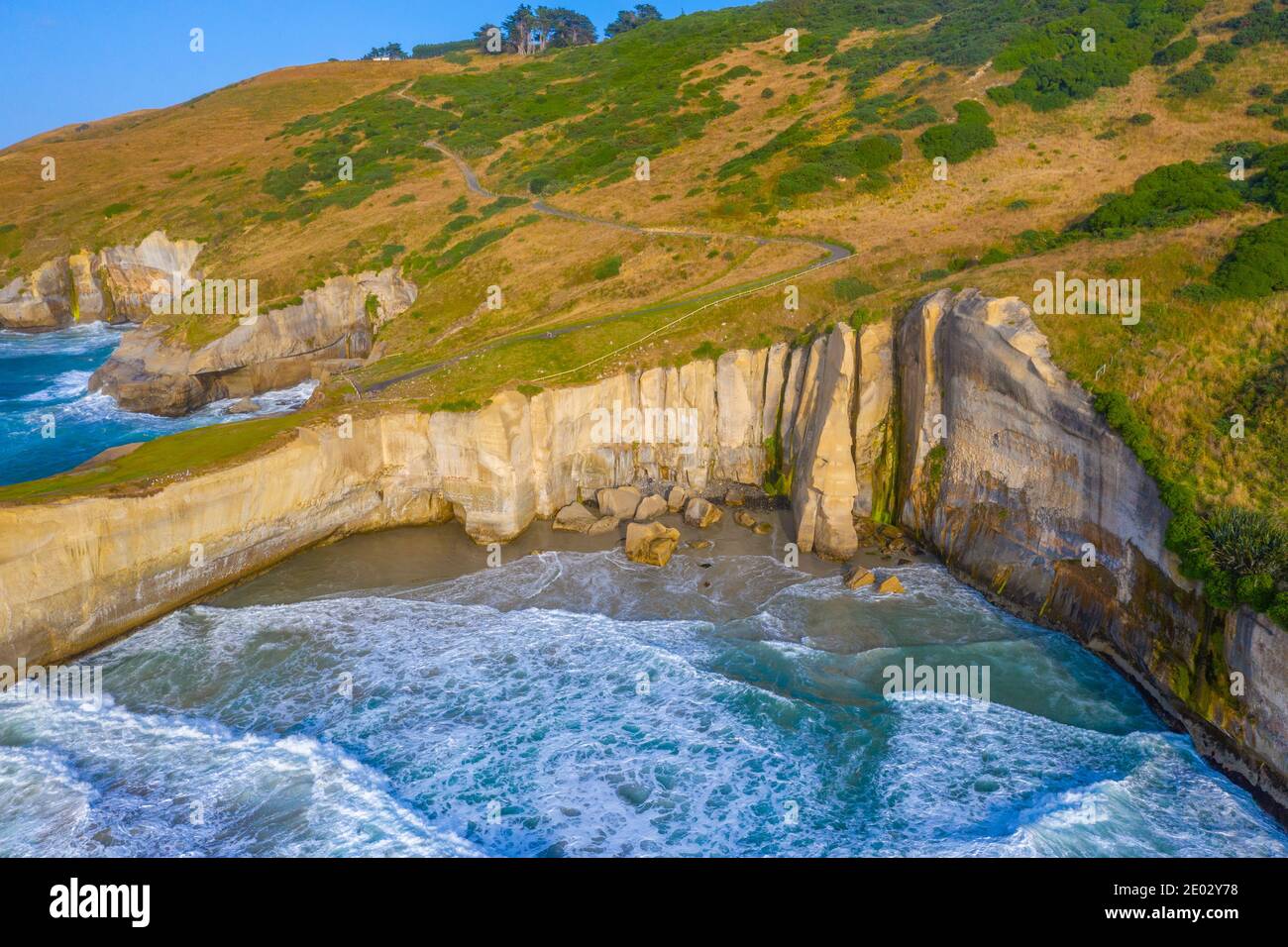 Aerial view of Tunnel beach near Dunedin, New Zealand Stock Photo Alamy