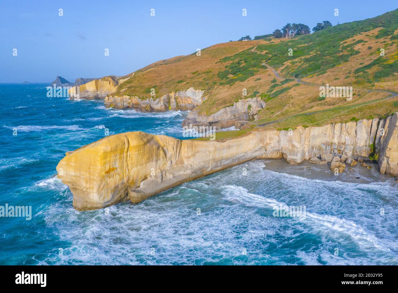 Aerial view of Tunnel beach near Dunedin, New Zealand Stock Photo Alamy