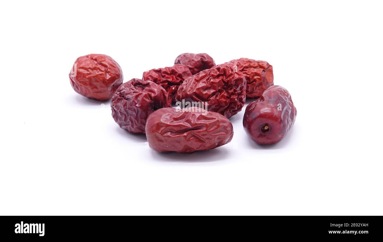 Chinese dried red dates on white background. Jujube Stock Photo Alamy