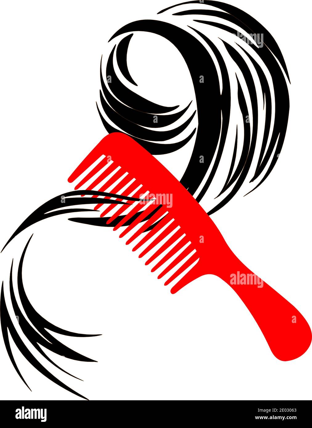 Comb with lock of hair for hair salon. Stock Vector