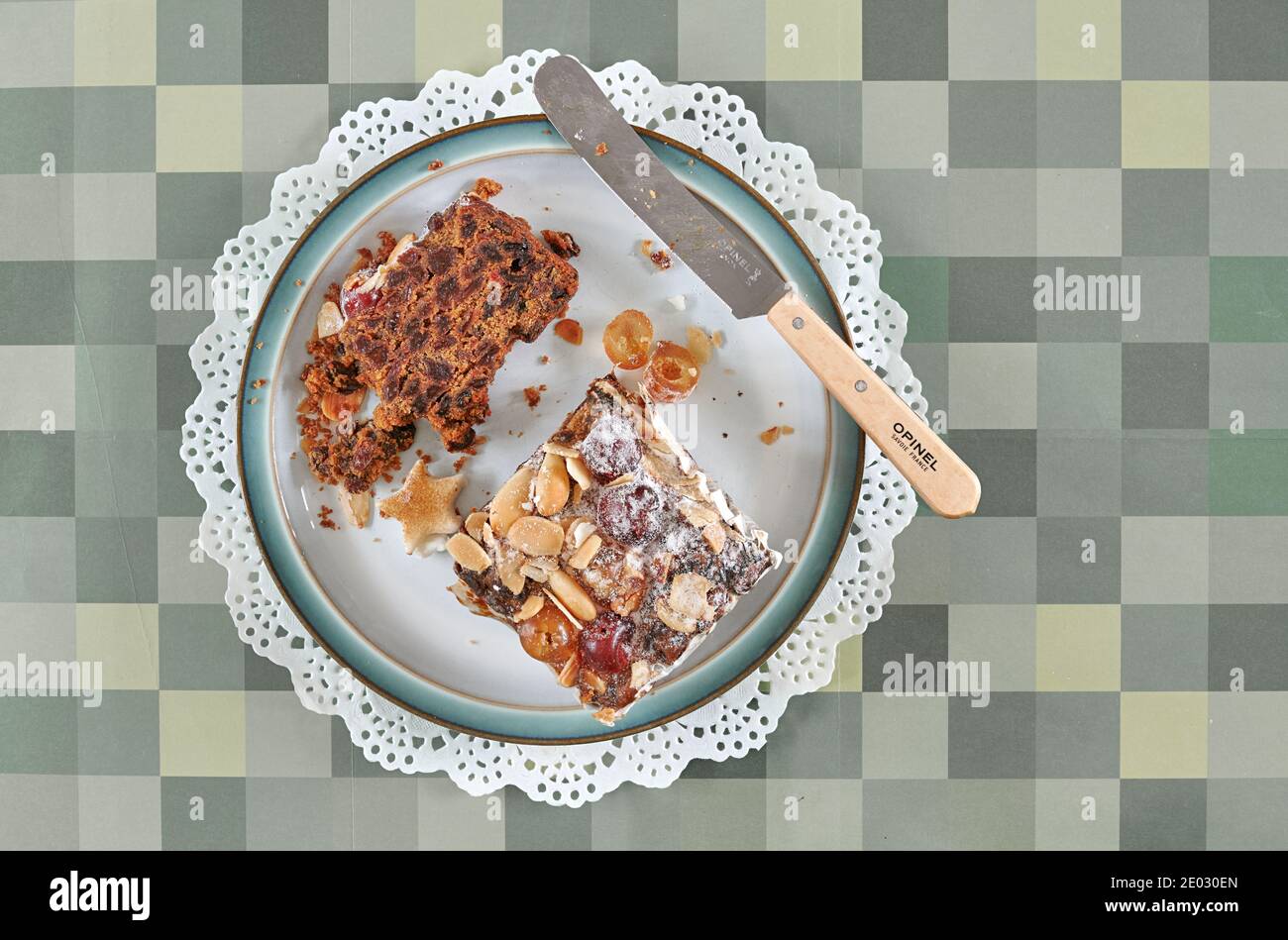 almond and cherry fruit cake. Stock Photo