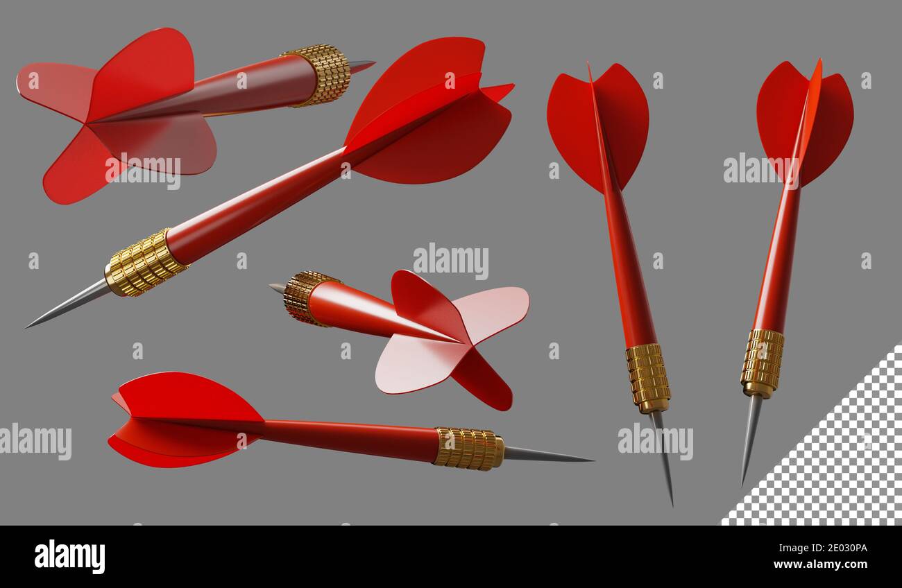 dart arrows in different directions. 3d illustration Stock Photo