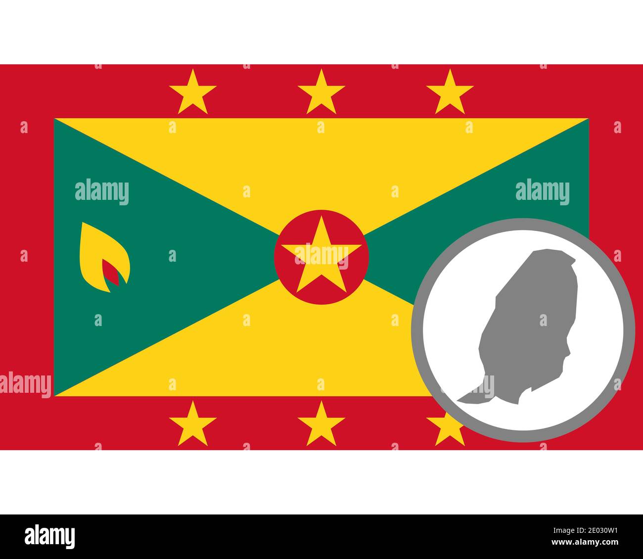Flag and map of Grenada Stock Photo - Alamy