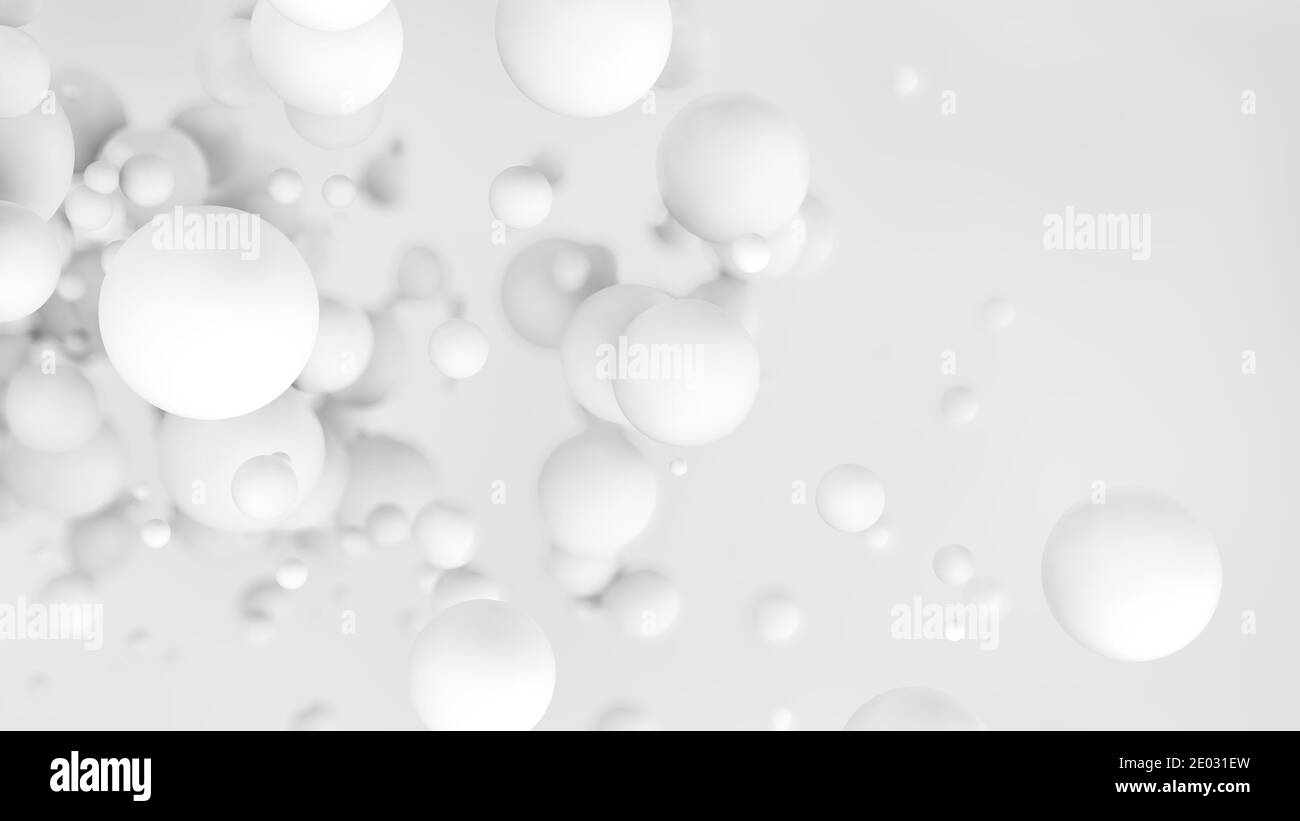 Abstract floating bubbles white background 3d rendering Stock Photo