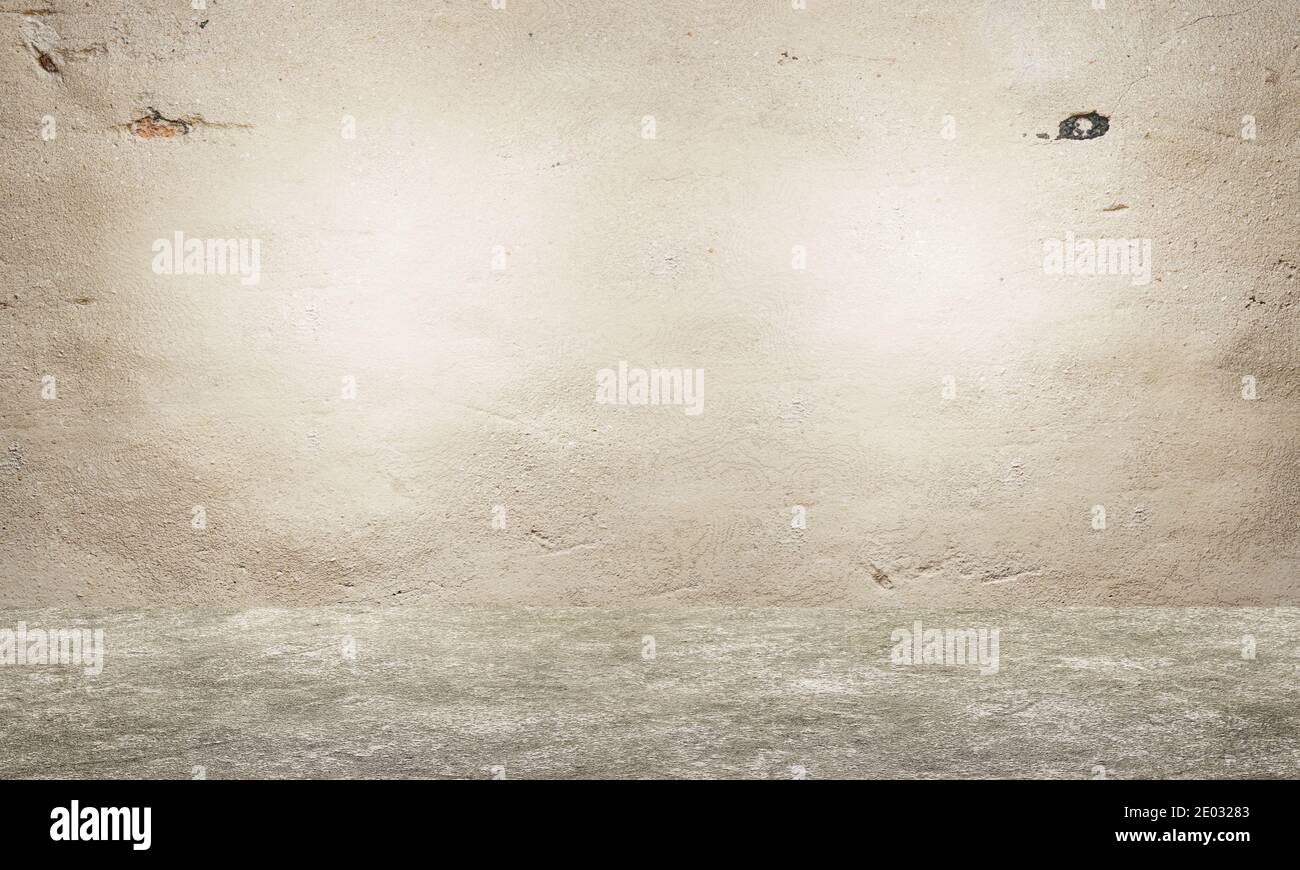 Concrete wall and floor. Empty interior design. Old grungy texture background Stock Photo