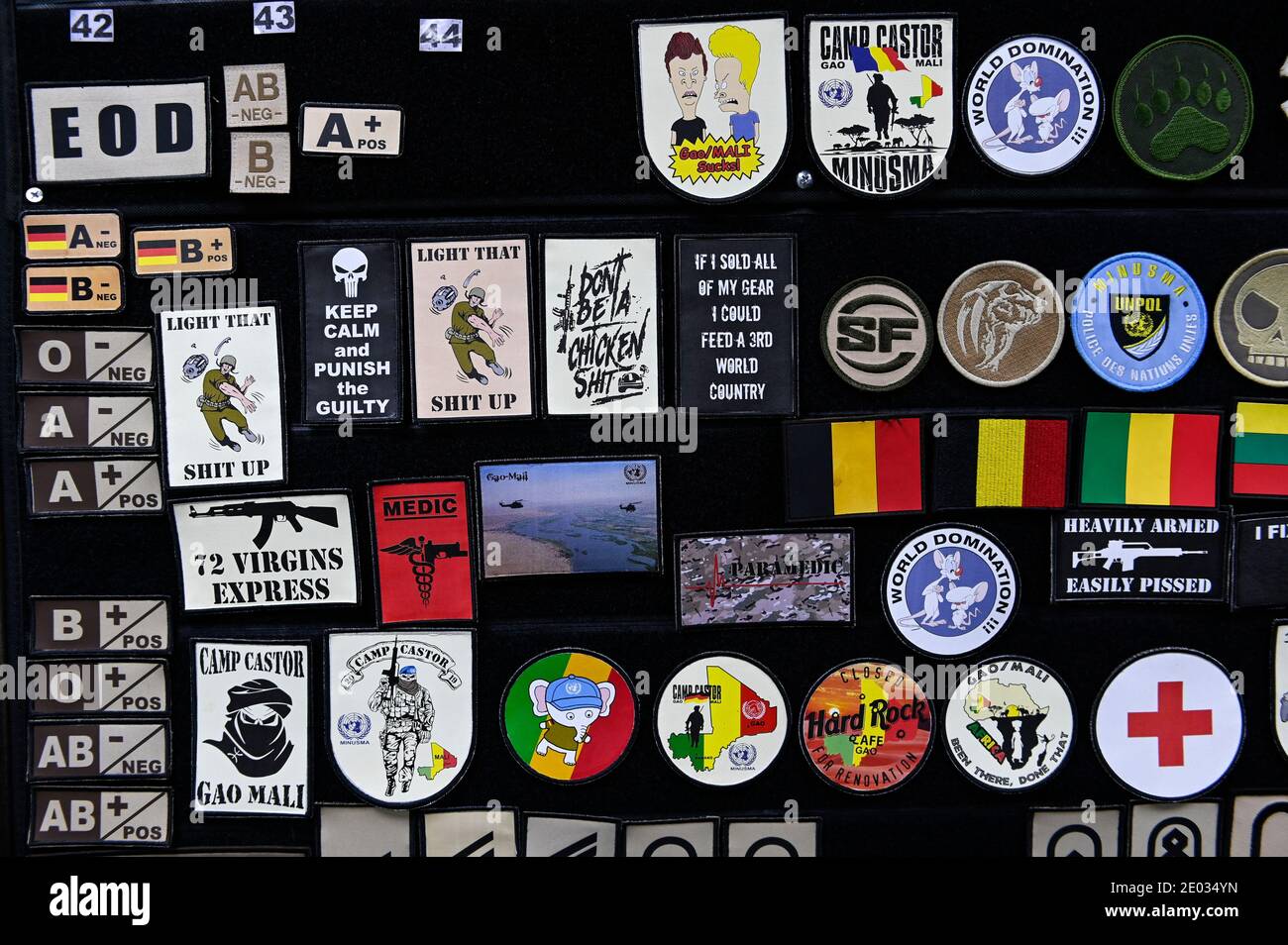 MALI, Gao, Minusma UN peace keeping mission, Camp Castor, german army Bundeswehr, DSPX military shop with sticker and blazon Stock Photo