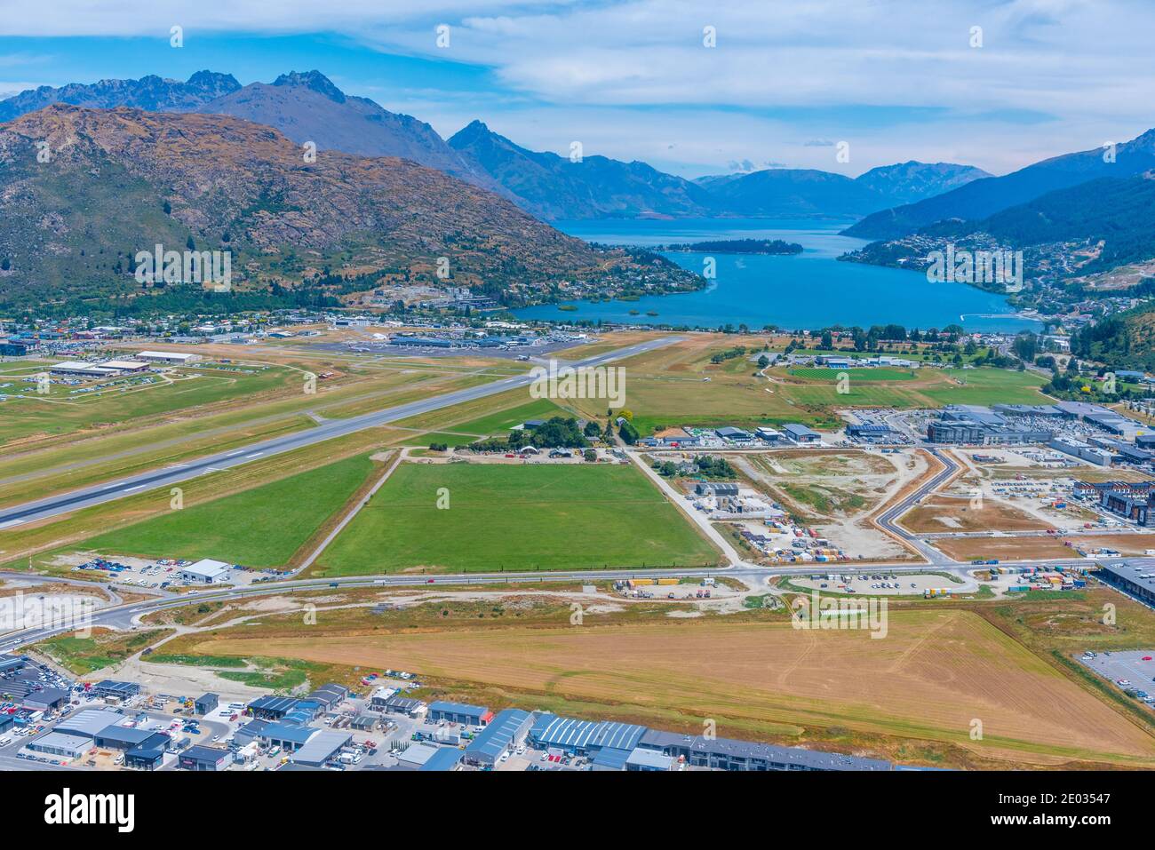 Aerial view of Queenstown airport, New Zealand Stock Photo Alamy