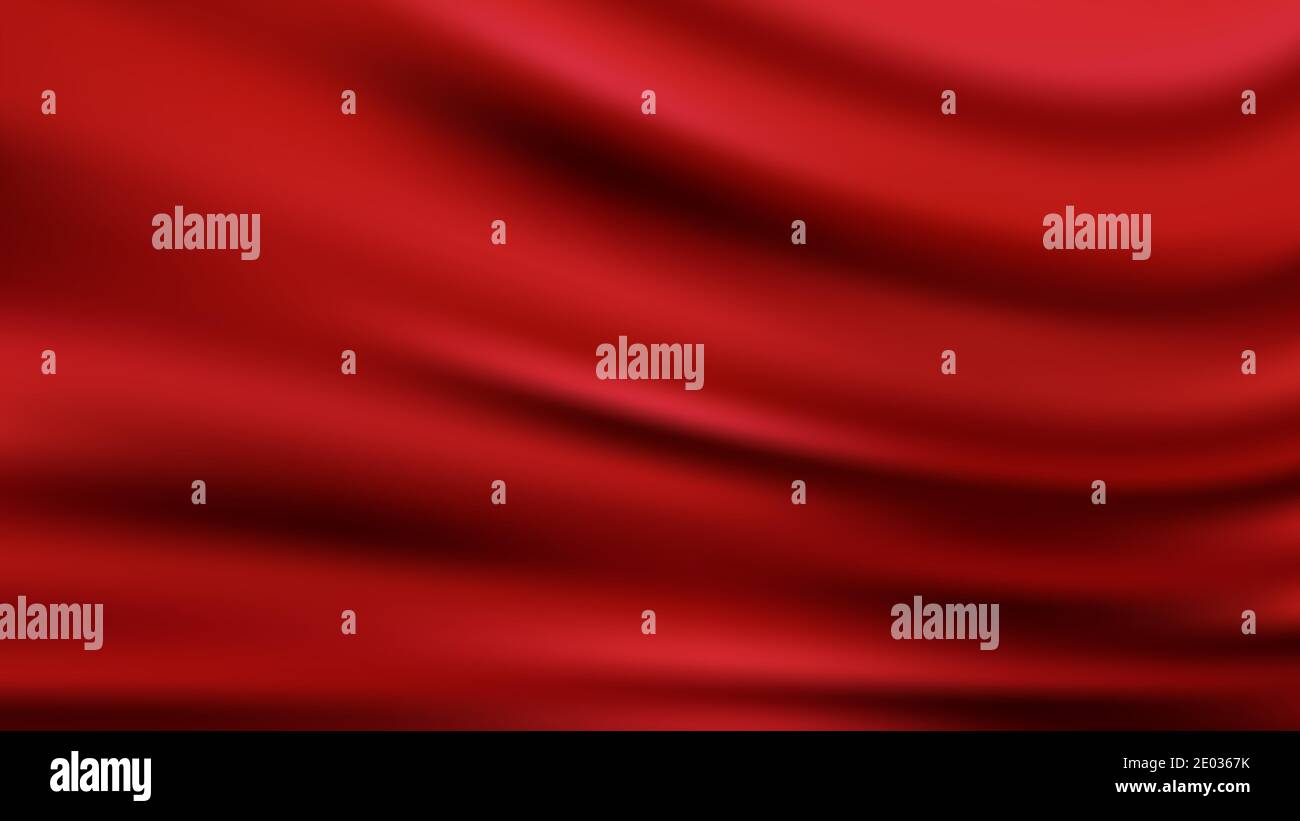 Red wavy luxury fabric background Smooth shapes Abstract background with smooth wavy structure Modern cover template Stock Vector