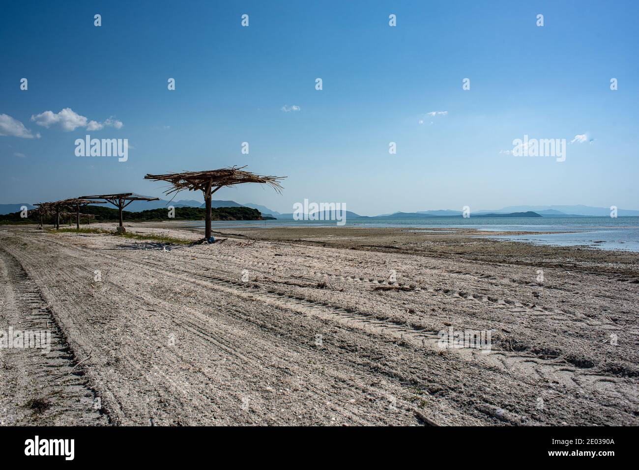 Koronisia, Epirus, Greece - March 29, 2018: Empty beach in spring Stock Photo