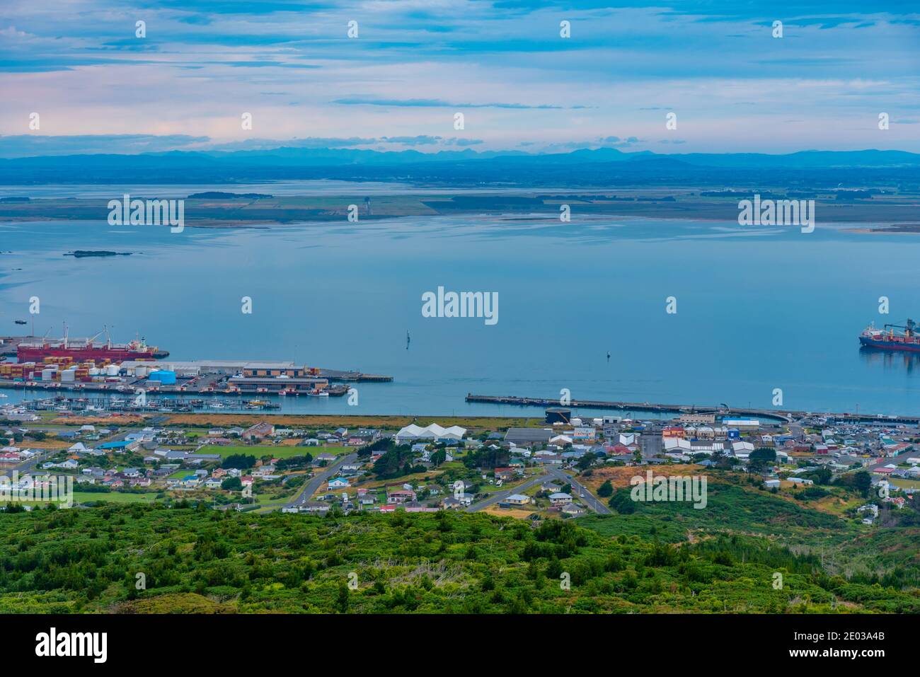 Aerial view of Bluff town in New Zealand Stock Photo Alamy